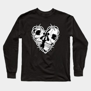 Skulls with barbed wire heart Long Sleeve T-Shirt